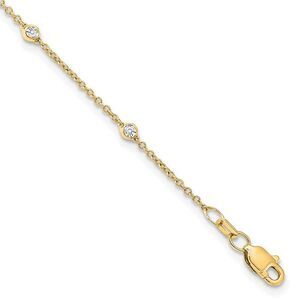 14k Yellow Gold 1/5 Ct Lab Grown Diamond (E-F, VS1) Station Anklet - 9in